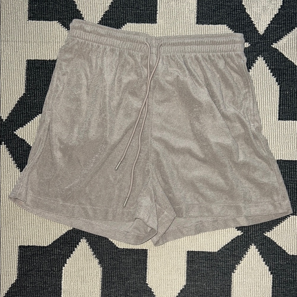 H&M Taupe Tan Terry High Waisted Shorts